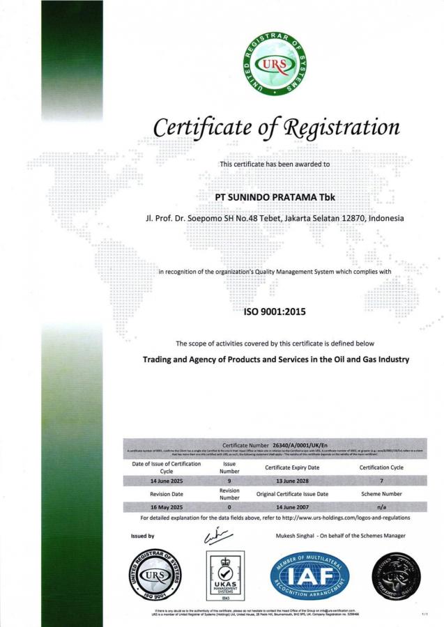 ISO Certificate 9001 : 2015